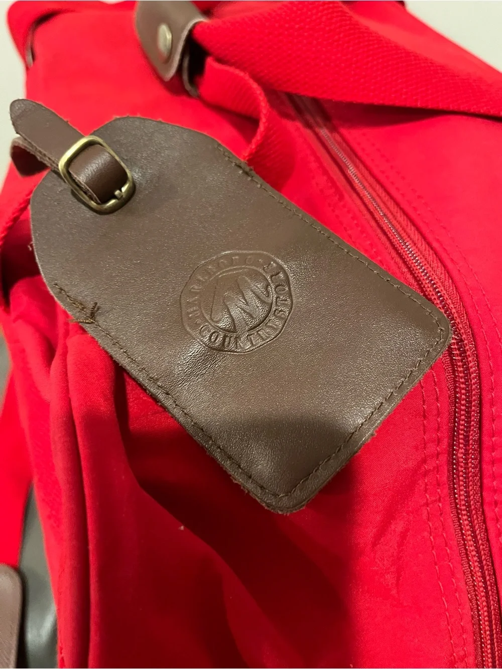 Marlboro Brown Trim Red Travel Duffel Bag / Travel Bag. Vintage.